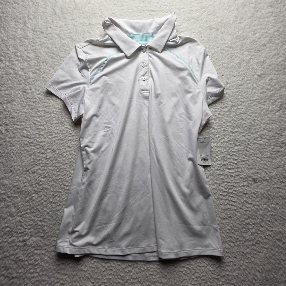 Tek‎ Gear Golf Polo Shirt Womens Medium White Short Sleeve Wicking Stretch Top